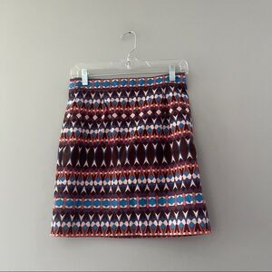 J Crew Gemstone Print Mini Skirt A Line Pencil Colorful Womens size 00